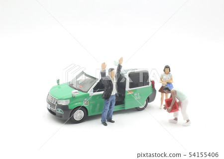 a model taxi and figure of hong kong 54155406
