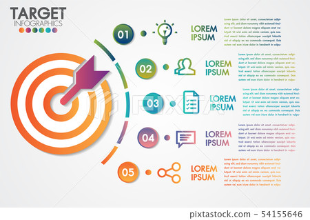 Target infographics 5 steps or options business - Stock Illustration ...