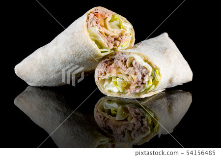 TUNA WRAP with reflection isolated on black 54156485