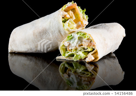 CHICKEN SALAD WRAP with reflection isolated on 54156486