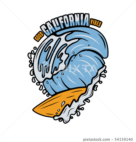 Vintage surf print design for t-shirt and other uses. Good California Vibes typography quote Vintage surf print design for t-shirt and other uses. Good California Vibes typography quote 54159140