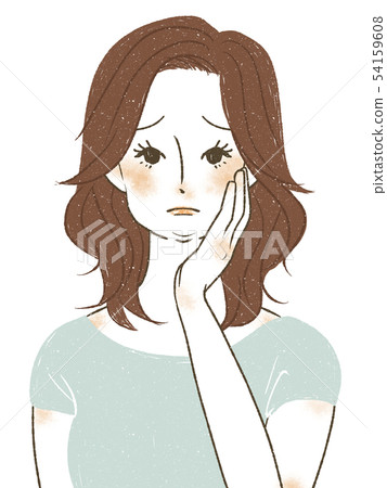 臉上有腫脹/肥胖的女人 臉上有腫脹/肥胖的女人 54159608