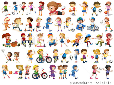 Diverse children set on white background - Stock Illustration [54161412 ...