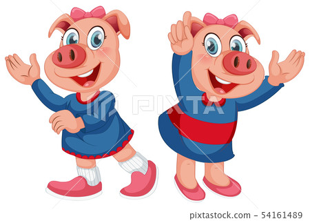 Set of cute pig character Set of cute pig character 54161489