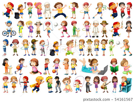 Diverse children set on white background - Stock Illustration [54161567 ...