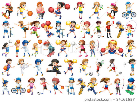 Diverse children set on white background - Stock Illustration [54161687 ...