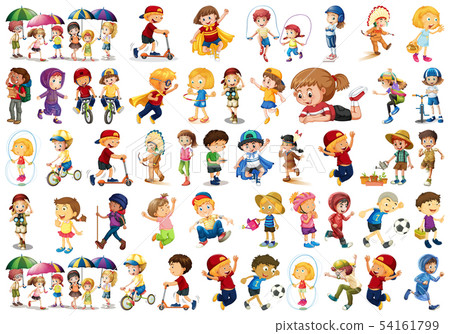 Diverse children set on white background - Stock Illustration [54161799 ...