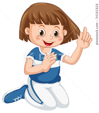 Cute girl praying on white background Cute girl praying on white background 54161828