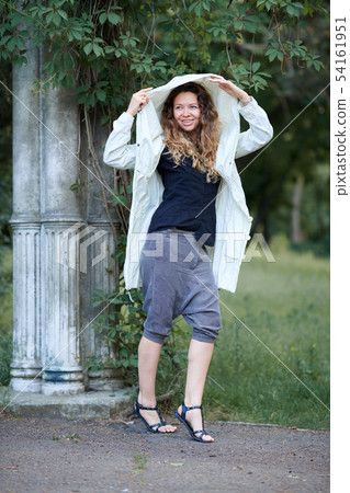 fashionable girl posing outdoor fashionable girl posing outdoor 54161951