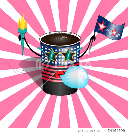 A cup of hot americano in the vintage comic cartoon pop art style. A cartoon character a Cup of A cup of hot americano in the vintage comic cartoon pop art style. A cartoon character a Cup of 54164399