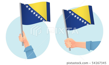 Bosnia and Herzegovina flag in hand icon 54167345