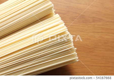 Hand-boiled hyamugi (dried noodles). 54167668