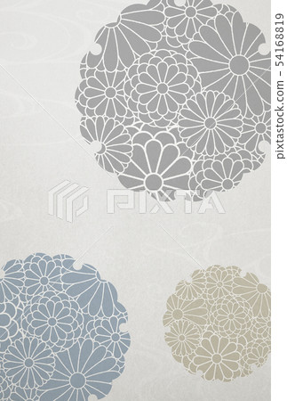 Mourning-postcard-snow ring-chrysanthemum-background material-Japanese paper 54168819