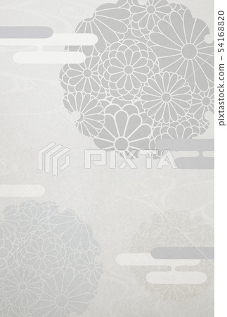 Mourning-postcard-snow ring-chrysanthemum-background material-Japanese paper 54168820