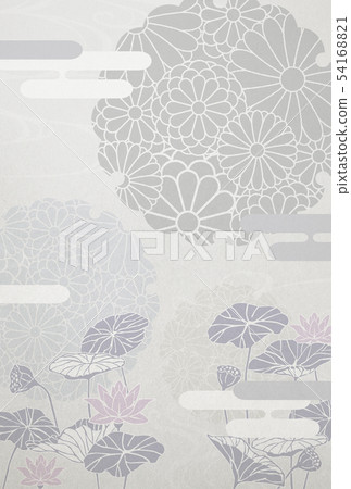 Mourning-postcard-snow ring-chrysanthemum-lotus-background material-Japanese paper Mourning-postcard-snow ring-chrysanthemum-lotus-background material-Japanese paper 54168821