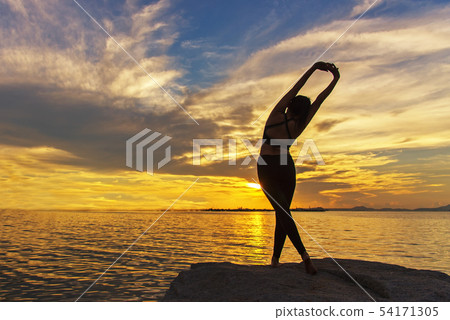 Silhouette healthy woman lifestyle exercising 54171305
