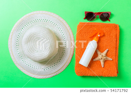 Summer beach flat lay accessories Summer beach flat lay accessories 54171792
