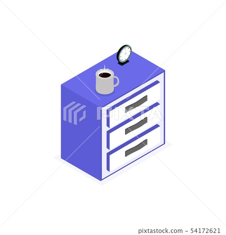 Isolated icon of isometric nightstand 54172621