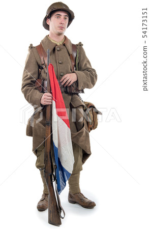 french soldier 1940 isolated on the white 54173151