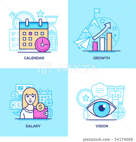 Business - set of line design style colorful illustrations 54174089