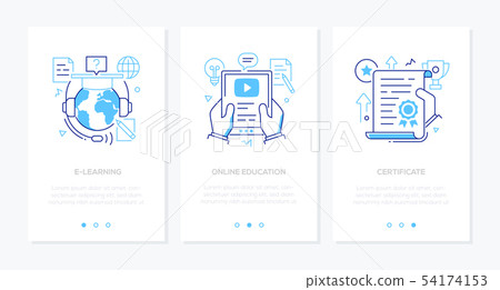 Online education - set of line design style... - Stock Illustration ...