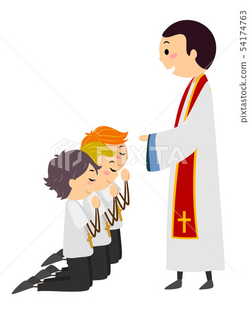 Stickman Kids Altar Servers Ordinate Illustration 54174763