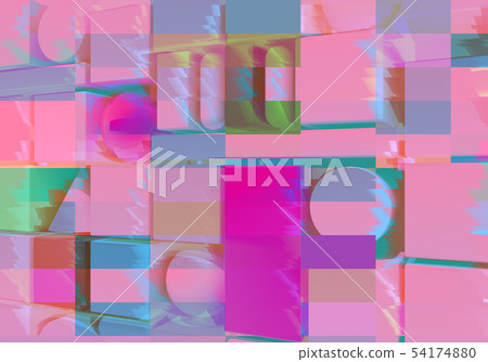Abstract background with 3d figures and glitch effect Abstract background with 3d figures and glitch effect 54174880