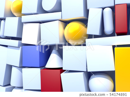 Abstract background with wall of multiple 3d shapes 54174891