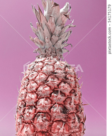 Closeup view of ripe pineapple on pastel pink background Closeup view of ripe pineapple on pastel pink background 54175179
