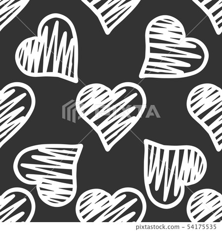 White hearts seamless pattern on black background. - Stock Illustration ...