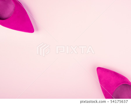 Pink background with fashion woman's pumps Pink background with fashion woman's pumps 54175637