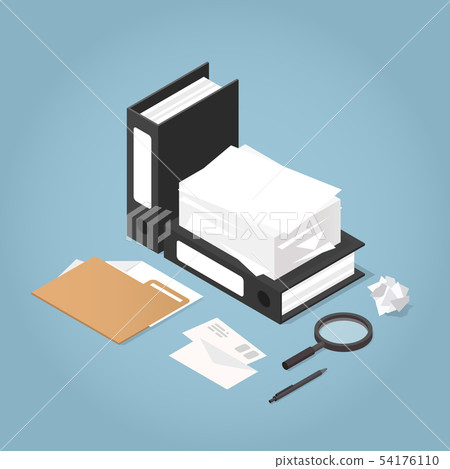 Isometric Paper Work Concept Illustration 54176110