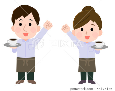 職業咖啡館職員男性和女性沒有線例證 54176176