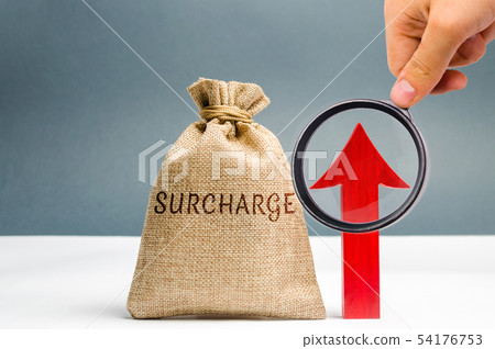 A cash bag with the word Surcharge A cash bag with the word Surcharge 54176753