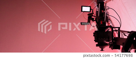4K high definition video camera monitor on tripod 54177698