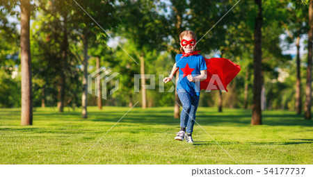 concept happy child superhero hero in red cloak concept happy child superhero hero in red cloak 54177737