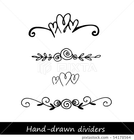 Hand drawn vector dividers. Lines, borders and laurels set. Doodle design elements. Hand drawn vector dividers. Lines, borders and laurels set. Doodle design elements. 54178564