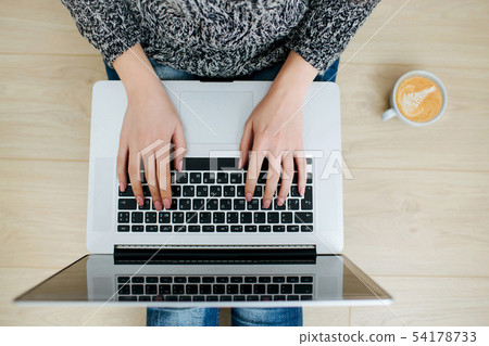 Woman freelancer working from home office. 54178733