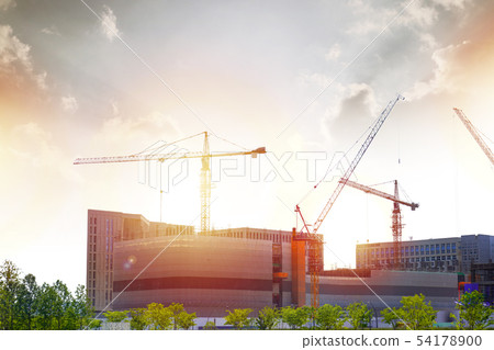 建築和建築,城市背景和起重機 建築和建築,城市背景和起重機 54178900