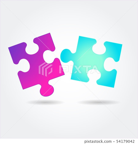 Color bright gradient puzzle icon on a white background. Color bright gradient puzzle icon on a white background. 54179042