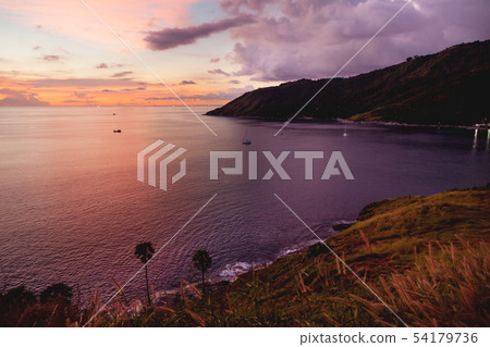 Gorgeous sunset on Kata beach view point.Phuket Gorgeous sunset on Kata beach view point.Phuket 54179736