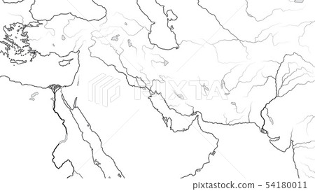 World Map of MIDDLE EAST REGION: Asia Minor, Levant, Near East, Middle East. (Geographic chart). 54180011