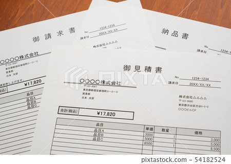 Quote Invoice Delivery note Transaction Business scene Quote Invoice Delivery note Transaction Business scene 54182524