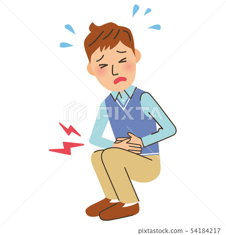 My Stomach Hurts And My Crouching Father Stock Illustration 54184217 Pixta
