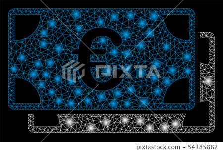 Bright Mesh 2D Euro Bills with Flash Spots - Stock Illustration ...