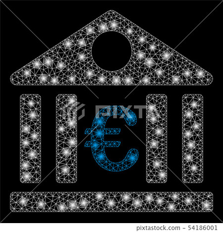 Bright Mesh Wire Frame Euro Bank with Light Spots - Stock Illustration ...