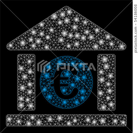 Bright Mesh 2D Euro Bank Building with Flash Spots - Stock Illustration ...