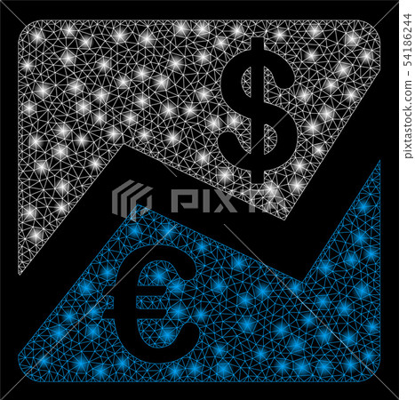 Bright Mesh Wire Frame Euro and Dollar Finance with Flare Spots 54186244
