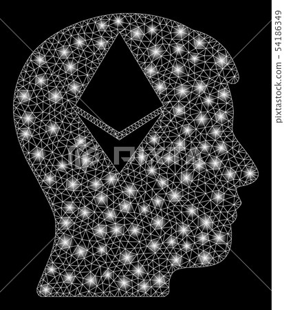Bright Mesh Network Ethereum Thinking Head with Light Spots Bright Mesh Network Ethereum Thinking Head with Light Spots 54186349