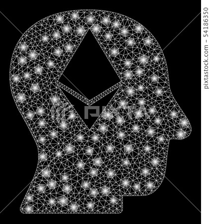 Bright Mesh Carcass Ethereum Thinking Head with Light Spots Bright Mesh Carcass Ethereum Thinking Head with Light Spots 54186350